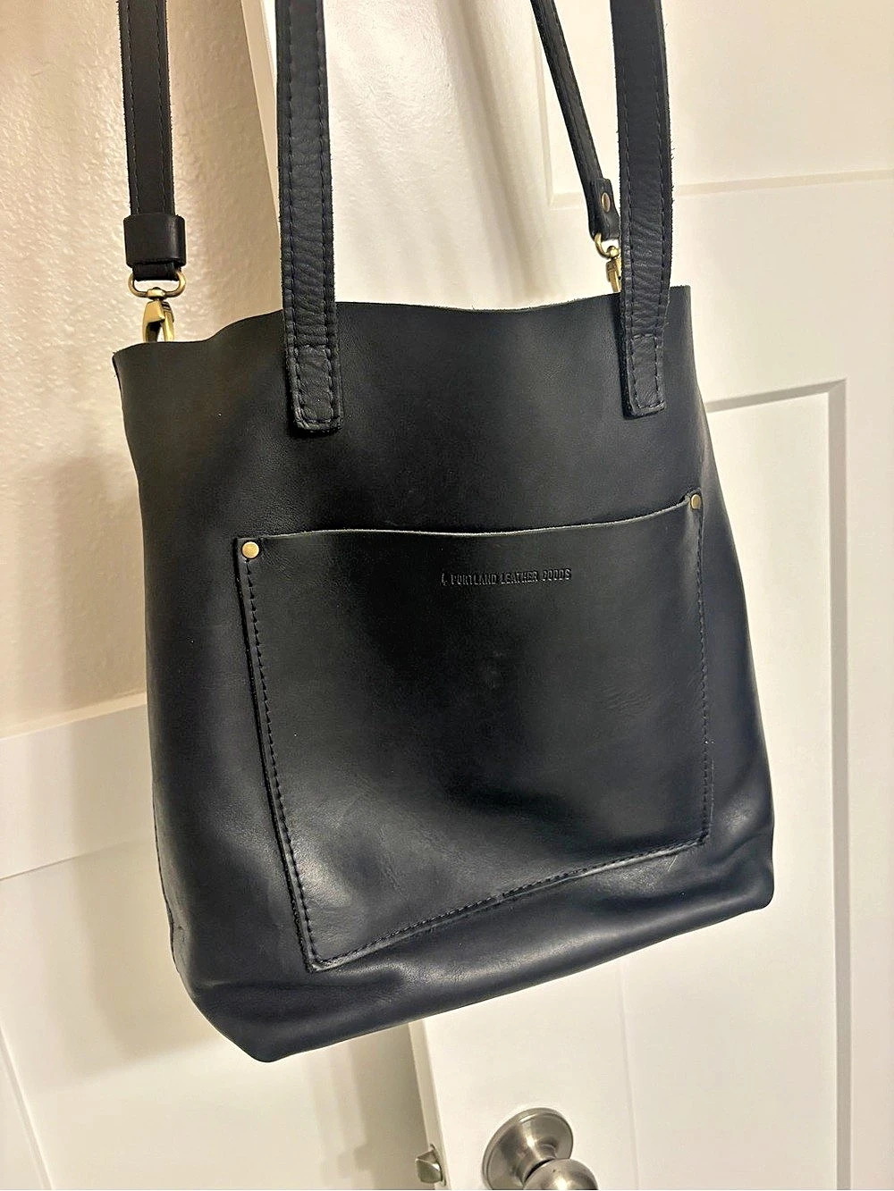 Portland Leather Goods Crossbody Tote Black Shoulder Bag